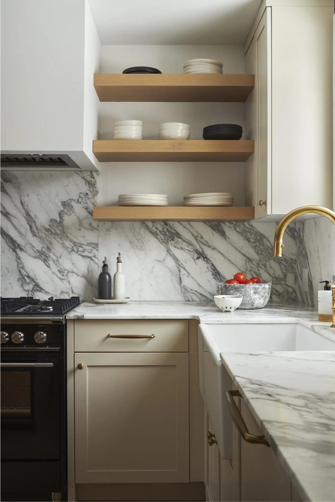 arabescato marble kitchen